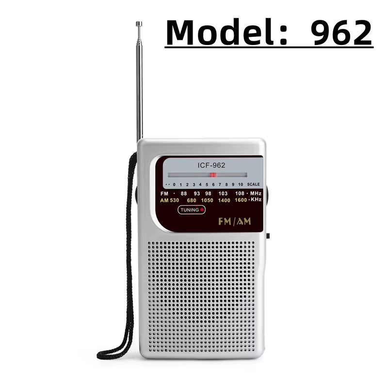BC-R21/961/962 Mini Radio AM FM Battery Operated Portable Radio Best Reception Longest Lasting for Running Walking Home Soundbox