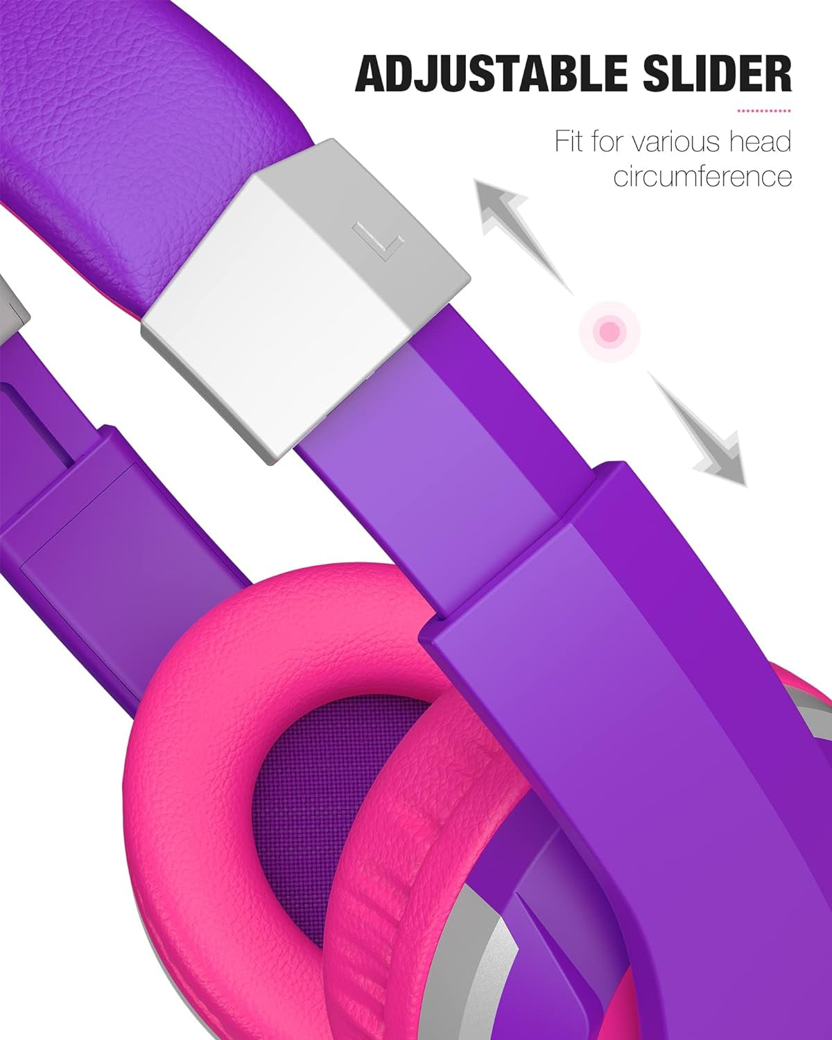 I41 Foldable Adjustable On-Ear Headphones for Kids and Teens with 3.5mm Jack - Compatible with Smartphones, Computers, MP3/4 Players, Kindle, and Tablets (Purple/Red)