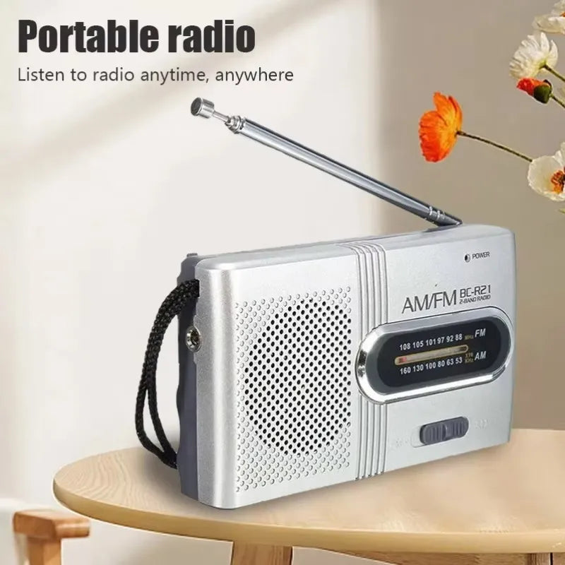 BC-R21/961/962 Mini Radio AM FM Battery Operated Portable Radio Best Reception Longest Lasting for Running Walking Home Soundbox