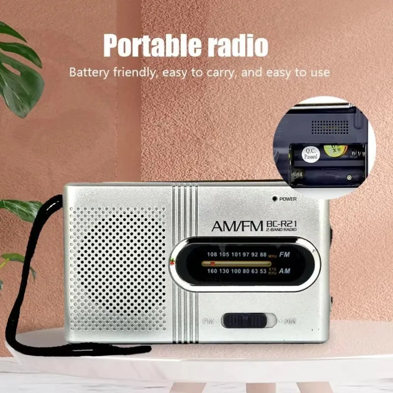 BC-R21/961/962 Mini Radio AM FM Battery Operated Portable Radio Best Reception Longest Lasting for Running Walking Home Soundbox