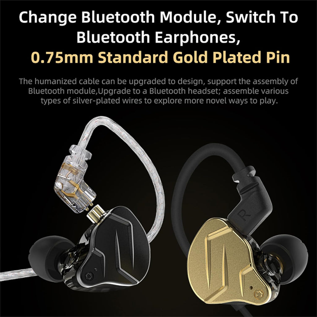 KZ ZSN PRO X High Fidelity In-Ear Monitor Headphones - Hybrid Dual Driver Earphones with Detachable Tangle-Free Cable for Gaming and Multimedia (Gold, Without Microphone)
