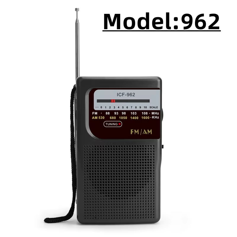 BC-R21/961/962 Mini Radio AM FM Battery Operated Portable Radio Best Reception Longest Lasting for Running Walking Home Soundbox