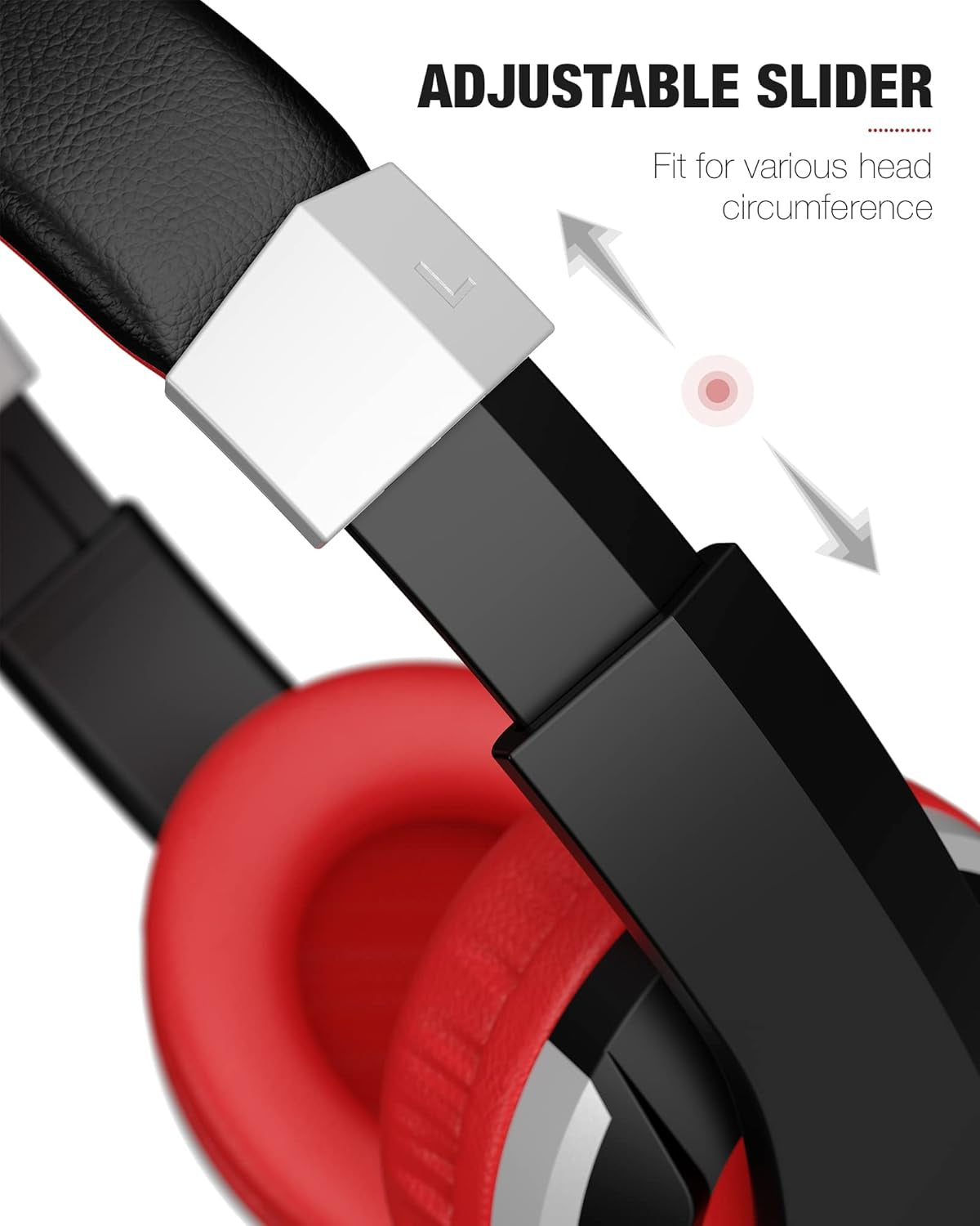 I41 Foldable Adjustable Headphones for Kids and Teens with 3.5mm Jack - Compatible with Cellphones, Computers, MP3/4, and Kindle (Red/Black)