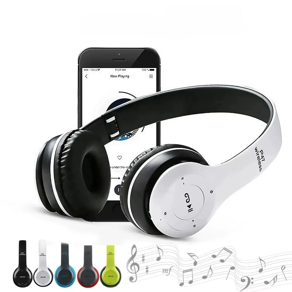 P47 Foldable Wireless Bluetooth 50 HIFI Stereo Bass Headphones for Music Gaming Kids Girls Smartphone Audio Earphones Device