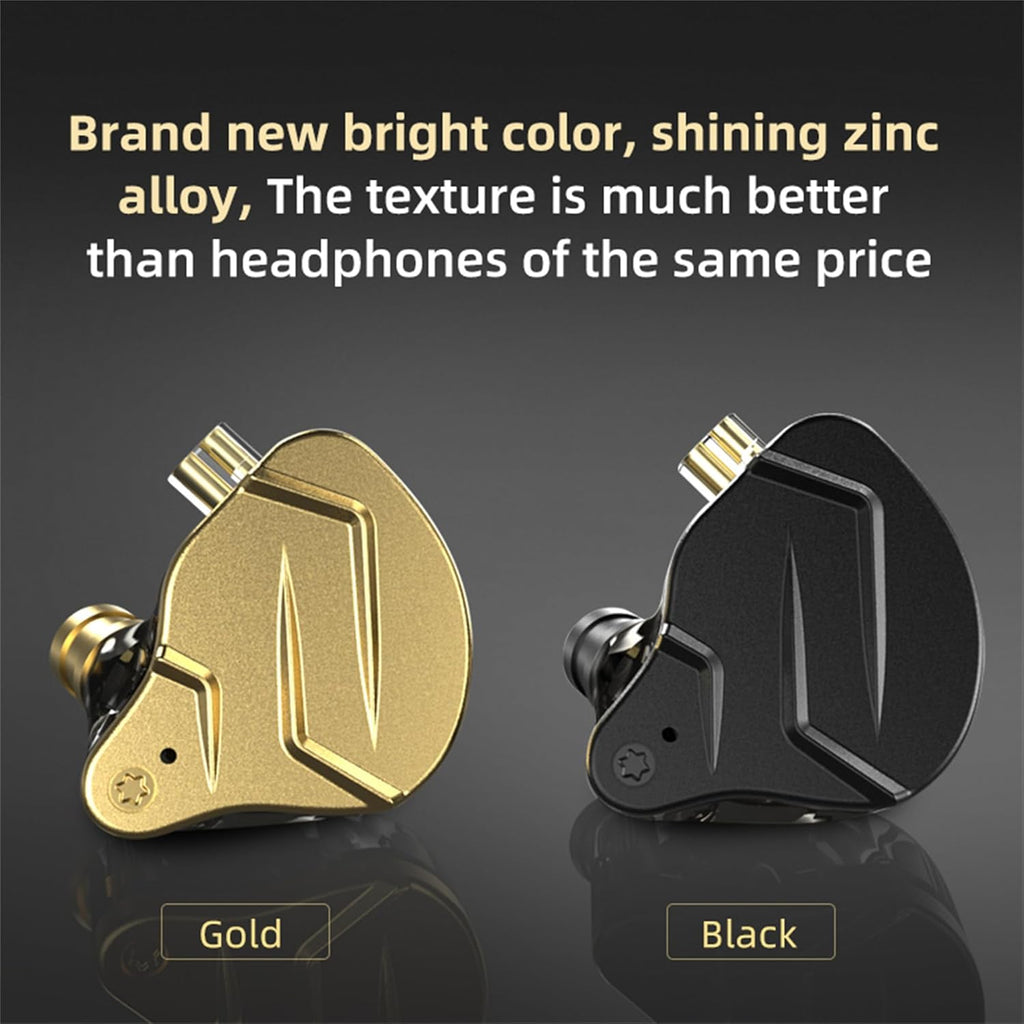 KZ ZSN PRO X High Fidelity In-Ear Monitor Headphones - Hybrid Dual Driver Earphones with Detachable Tangle-Free Cable for Gaming and Multimedia (Gold, Without Microphone)