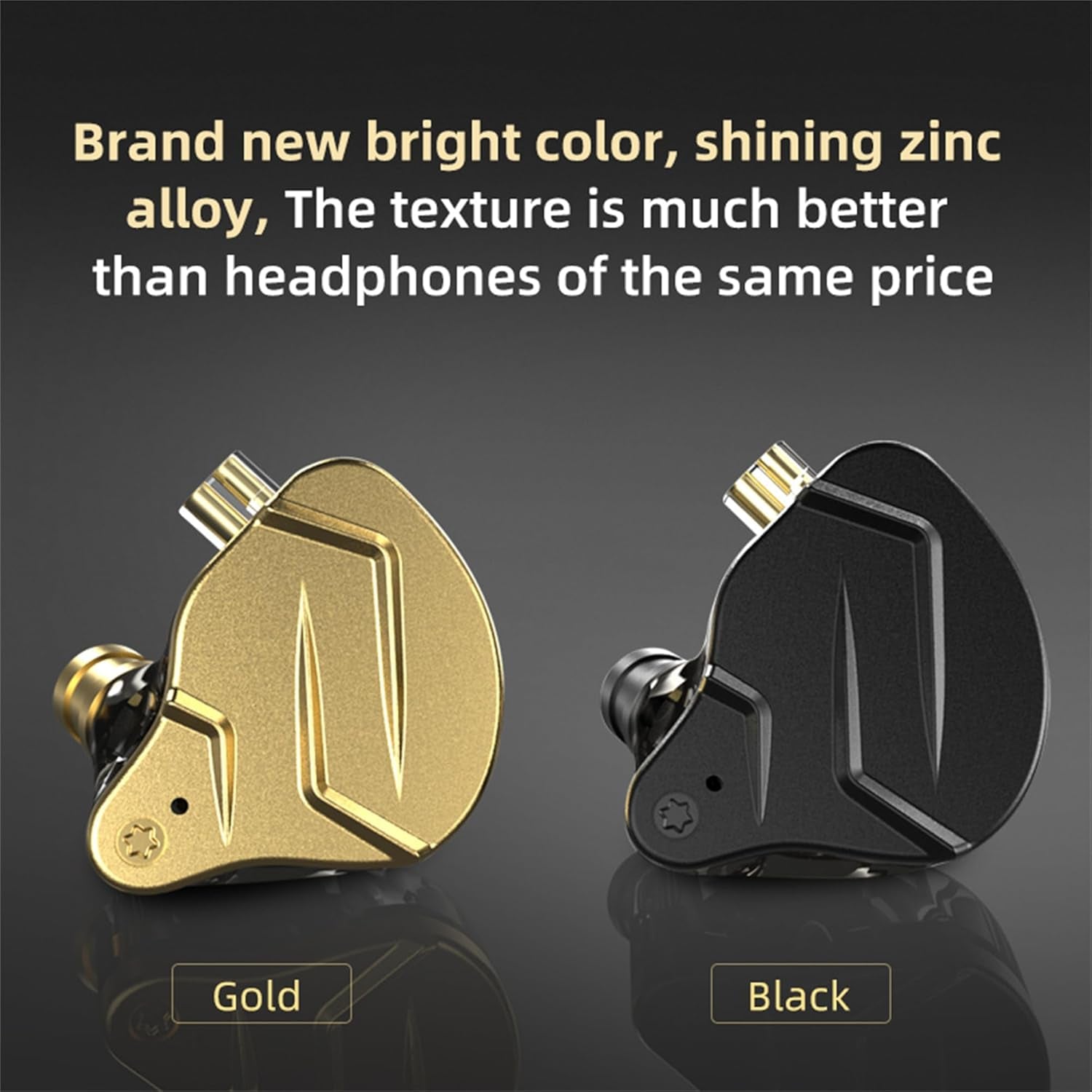 KZ ZSN PRO X High Fidelity In-Ear Monitor Headphones - Hybrid Dual Driver Earphones with Detachable Tangle-Free Cable for Gaming and Multimedia (Gold, Without Microphone)
