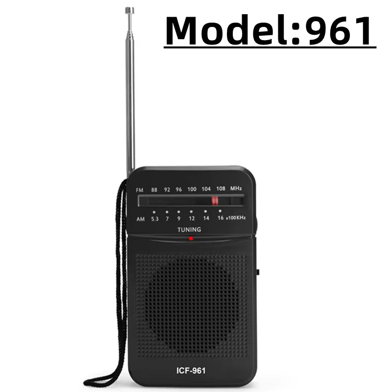 BC-R21/961/962 Mini Radio AM FM Battery Operated Portable Radio Best Reception Longest Lasting for Running Walking Home Soundbox