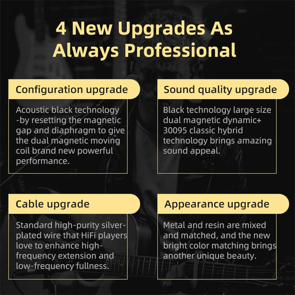 KZ ZSN PRO X High Fidelity In-Ear Monitor Headphones - Hybrid Dual Driver Earphones with Detachable Tangle-Free Cable for Gaming and Multimedia (Gold, Without Microphone)